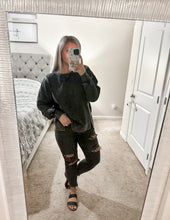 Load image into Gallery viewer, Autumn French Terry Oversized Top - Black
