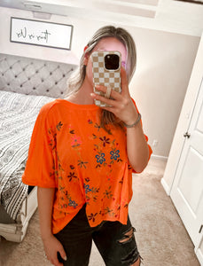 Spring Has Sprung Embroidered Top - Apricot