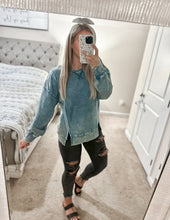 Load image into Gallery viewer, Autumn French Terry Oversized Top - Denim
