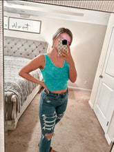 Load image into Gallery viewer, Bri Washed Ribbed Tank Top - Teal
