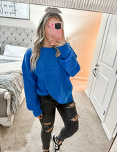 Load image into Gallery viewer, Stay Comfy Oversized Knit Sweater - Royal Blue
